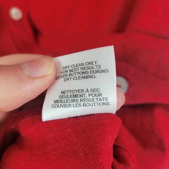 Vintage Talbots Linen Blend Button Front Midi Dress Red Size 6 Petite Lagenlook - Picture 6 of 10